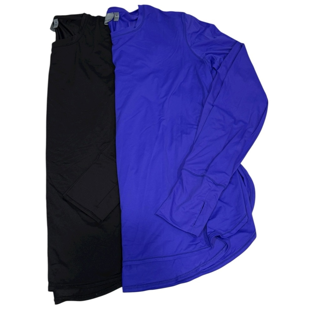 Athleta *BUNDLE‎ Black and Blue Purple Performance Long Sleeve Workout Tops Sz M
